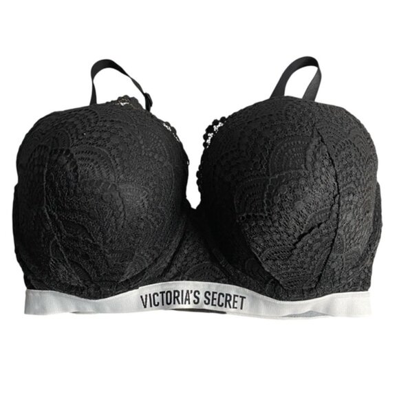 Victoria's Secret Other - Victoria's Secret Women's Black Lace T-Shirt Push Up Plunge Bra